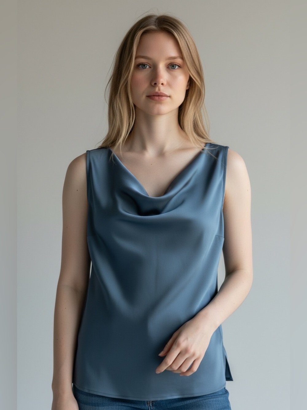 *Vince Camuto Hammered Satin Cowl Neck Top | NWT